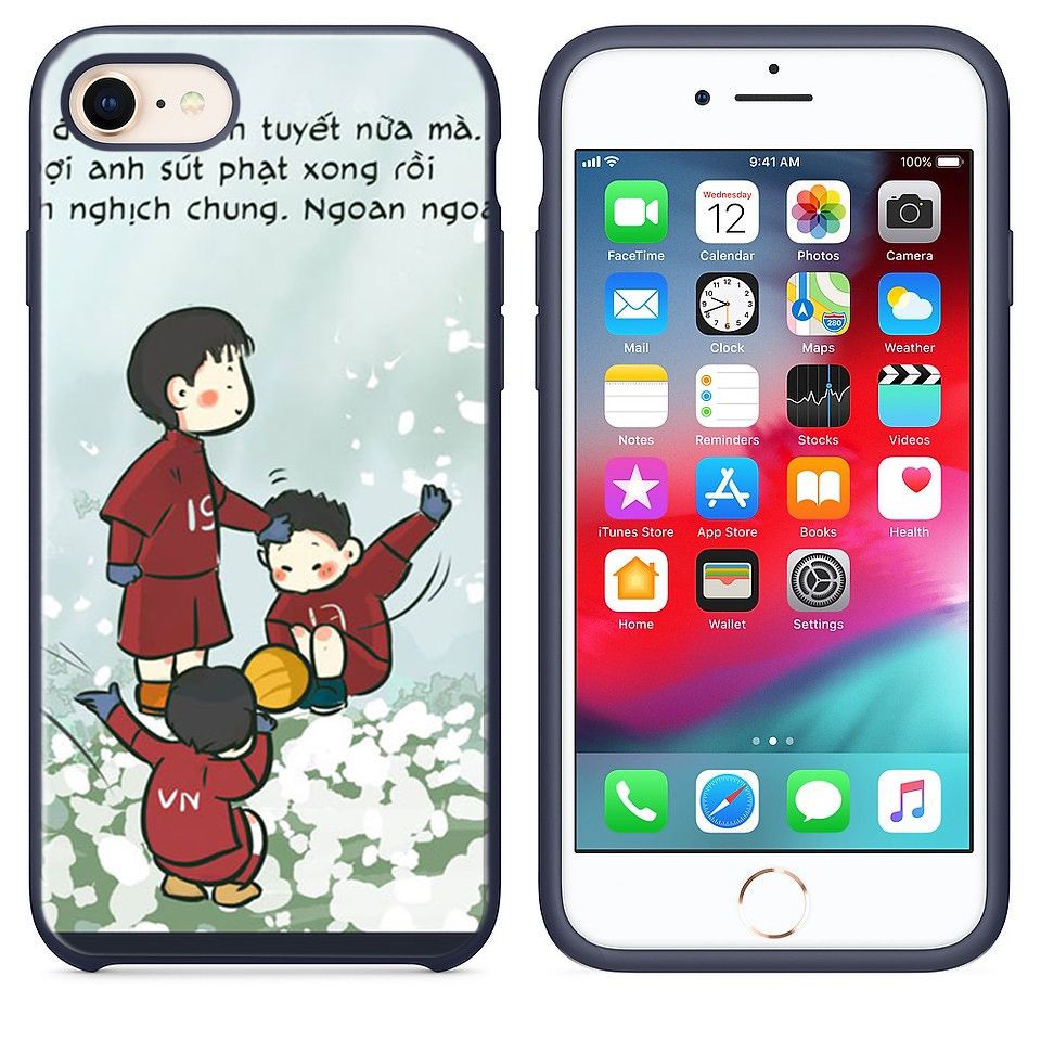 Ốp lưng kính iPhone in hình U23 Việt Nam trên tuyết - Chib015 ( có đủ mã máy )