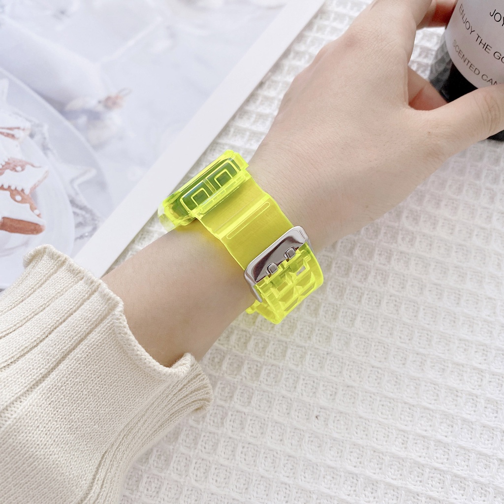 Dây đeo đồng hồ bằng silicon màu trong suốt cho Huawei band 6 pro Honor Band 6