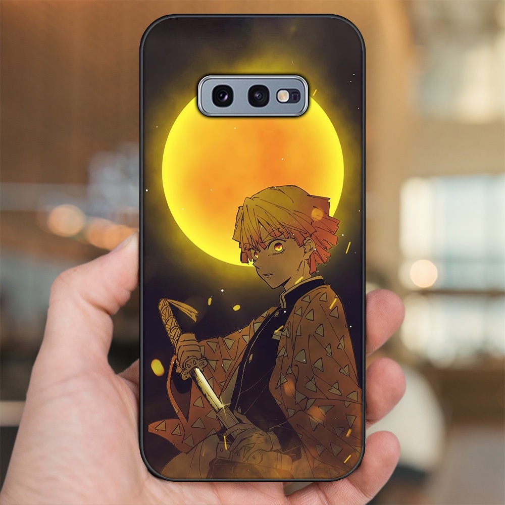 Ốp lưng Samsung S10e viền đen in hình Zenitsu Kimetsu no Yaiba