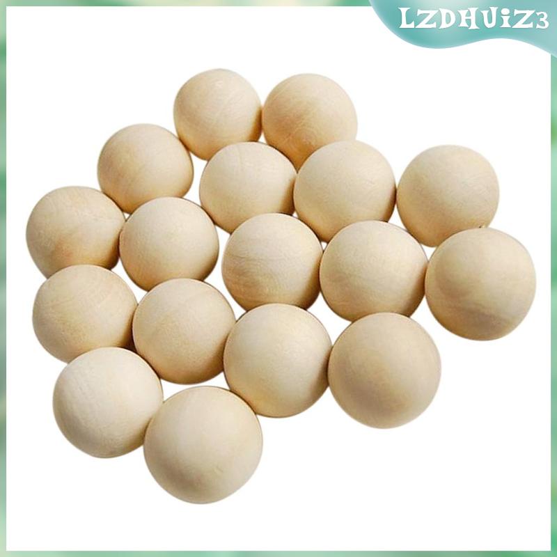 Set 100 Hạt Gỗ Hình Tròn 10mm / 14mm / 20mm / 25mm Làm Đồ Thủ Công DIY