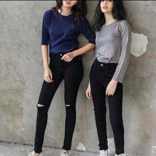 Quần jeans nữ đen tuyền co dãn mạnh