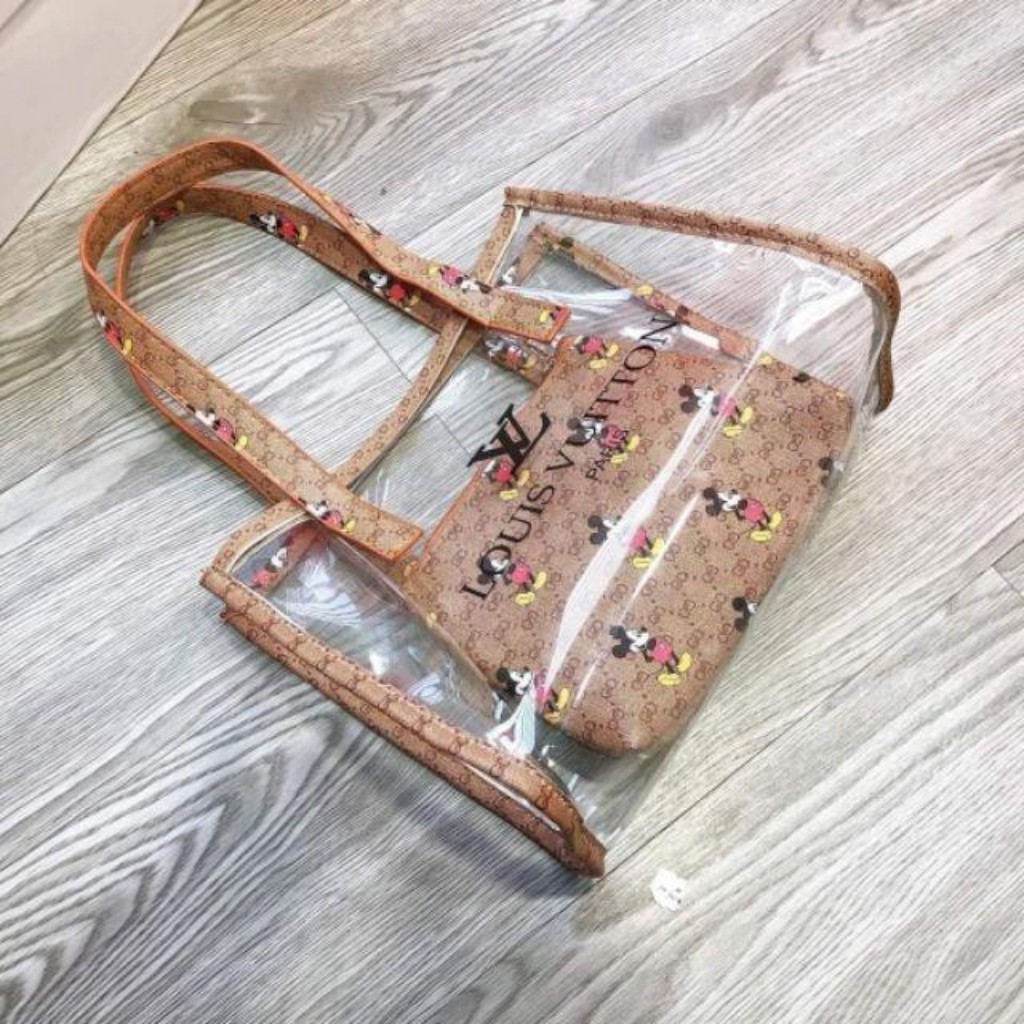 Túi Nữ Trong Suốt LV Có Kèm Ví Nhỏ Thời Trang Hot Trend