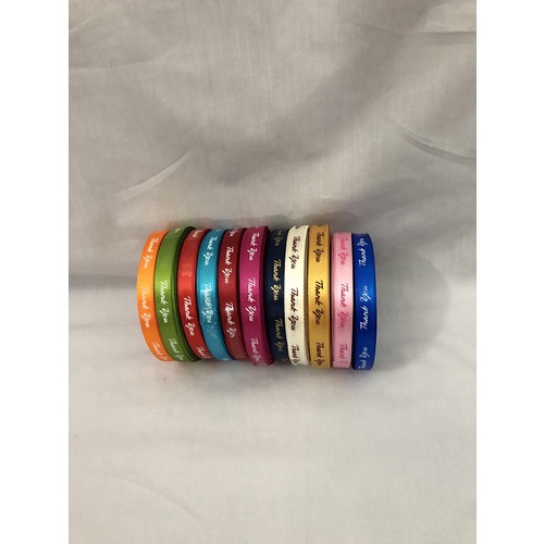 Ruy băng lụa 1 cm chữ "THANK YOU" đủ màu/cuộn