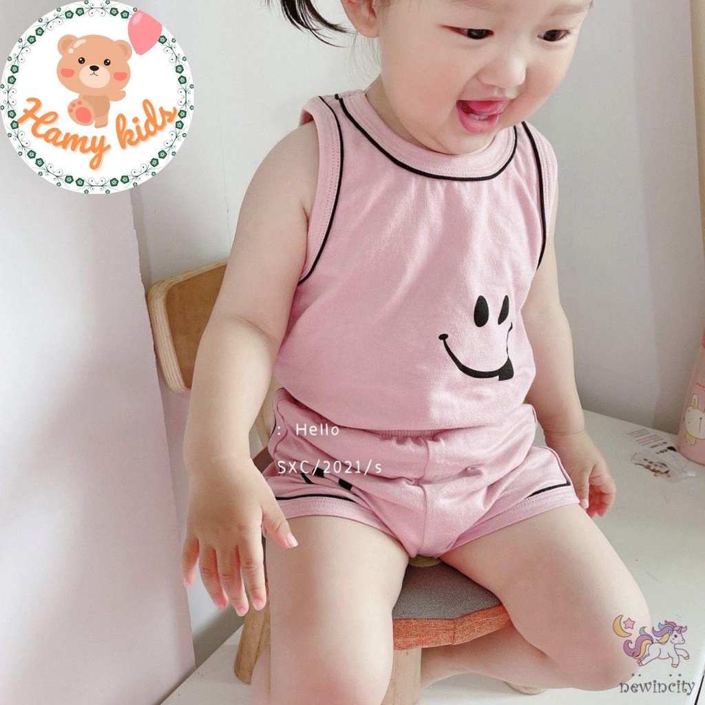 Đồ Bộ Ba Lỗ Cho Bé Minky Mom Chính Hãng Hình Smile Viền Mép Quần Áo Vải Thun Lạnh Bé Từ 0-5 Tuổi Dưới 20kg - Hamykids
