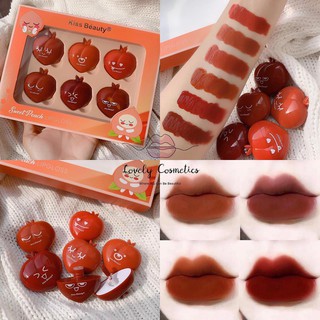 Set 6 son kem kiss beauty sweet peach trái đào siêu kute