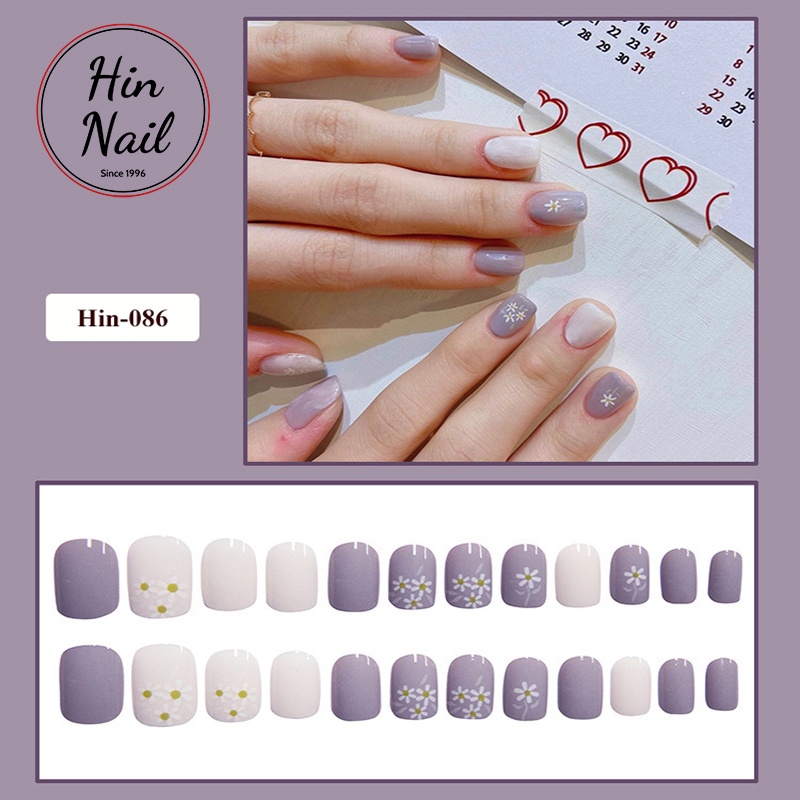 Bộ móng tay giả kèm keo Hin Nail 24 móng đủ size hàng cao cấp