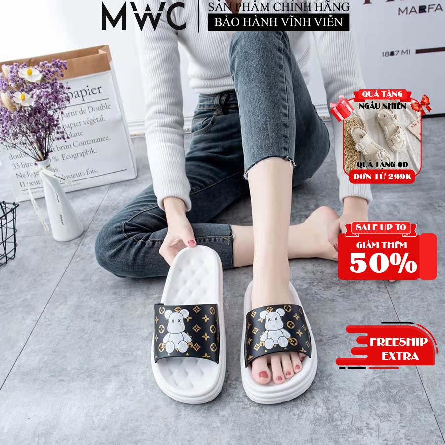 Dép Nữ Quai Ngang MWC Họa Tiết Hình Gấu Xinh Xắn Với Nhiều Màu Sắc Dễ Thương C006