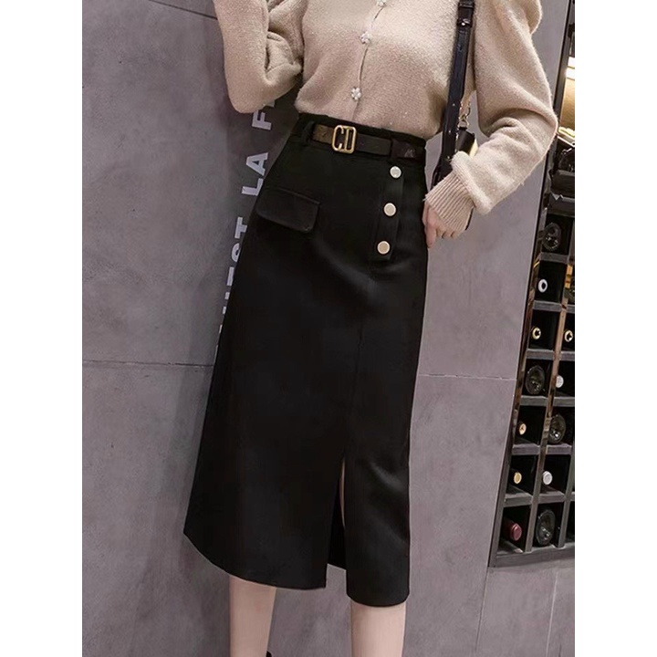 Chân váy vải khuy lệch _ Hàng QC