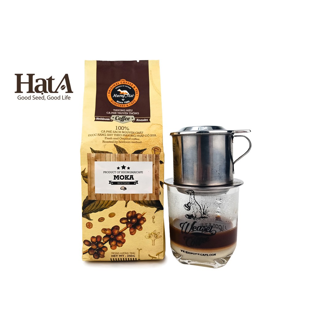 Cà phê rang xay Hương Mai Cafe Moka Rich Taste hạt Arabica nguyên chất 100% 250g