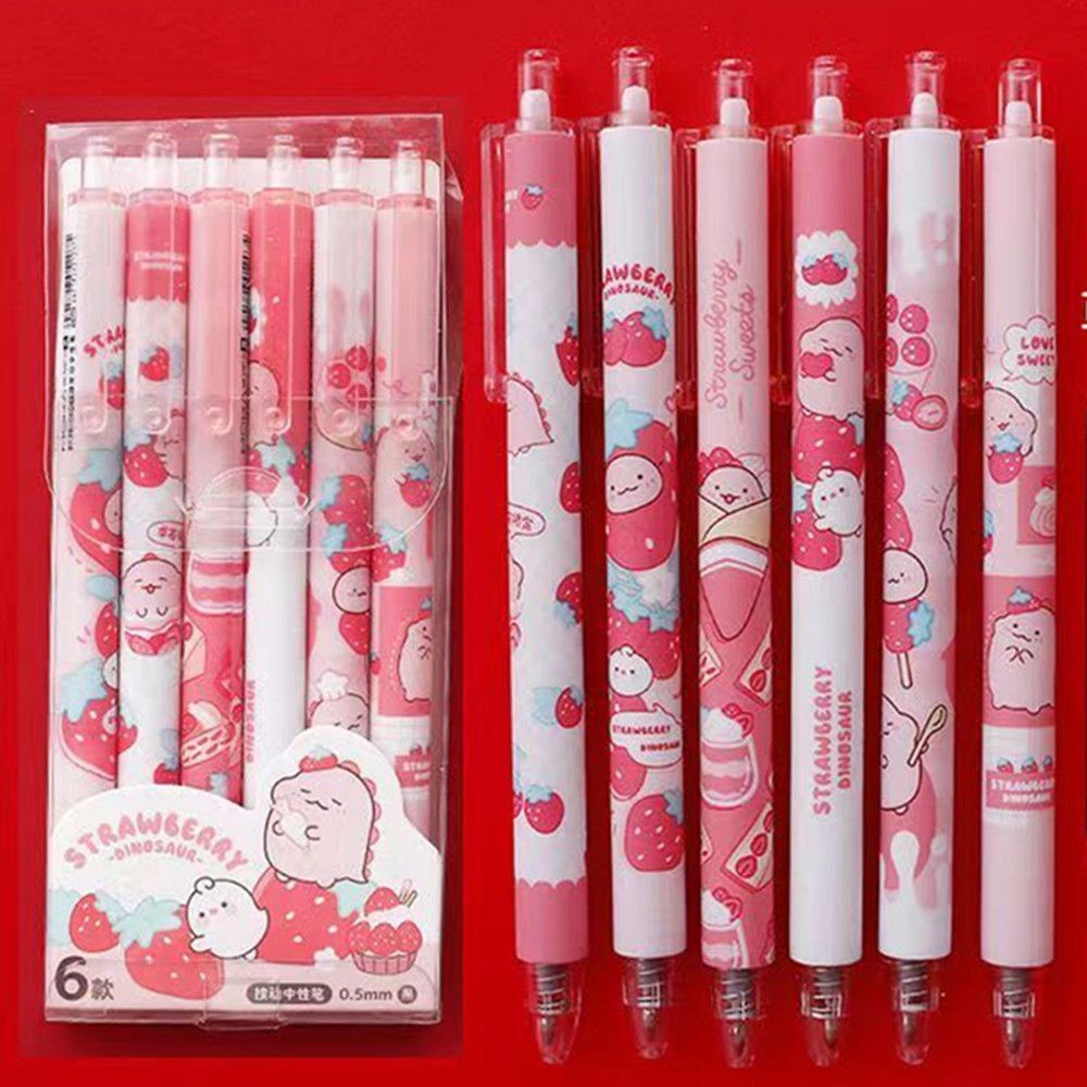 Bộ 6 cây bút viết mực nước hình khủng long hoạt hình dễ thương