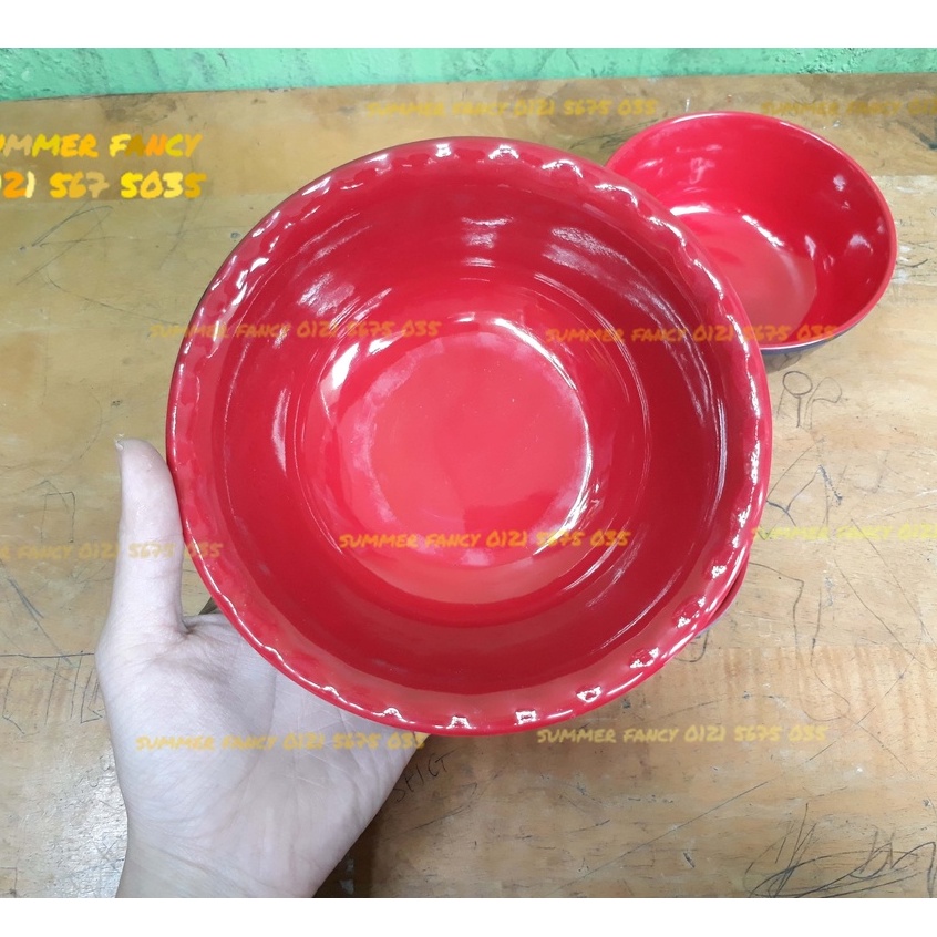 Tô nhựa viền bèo 15.2cm x 4.6cm melamine phíp đụng mì, hủ tiếu, cháo súp đỏ đen RẺ - Plastic Bowl NT