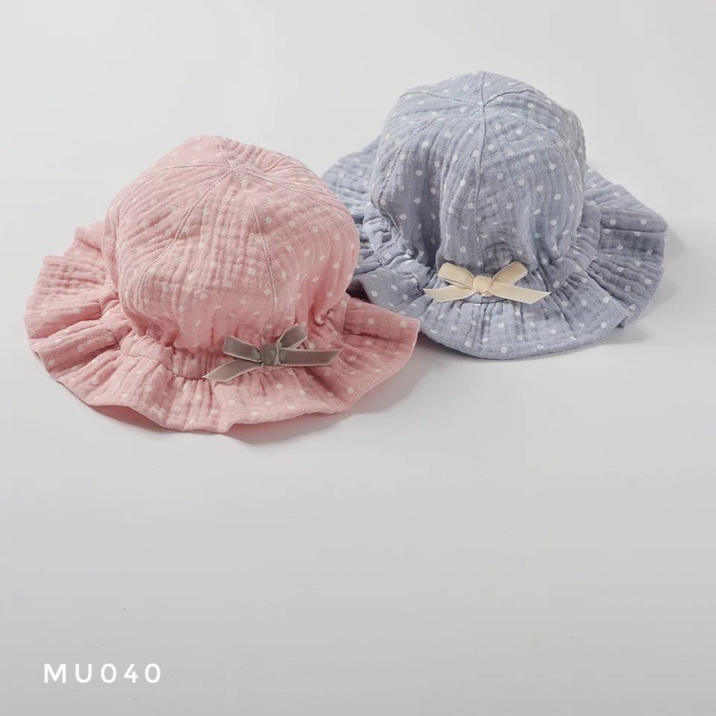 Mũ vải bé gái đính nơ cao cấp MU040