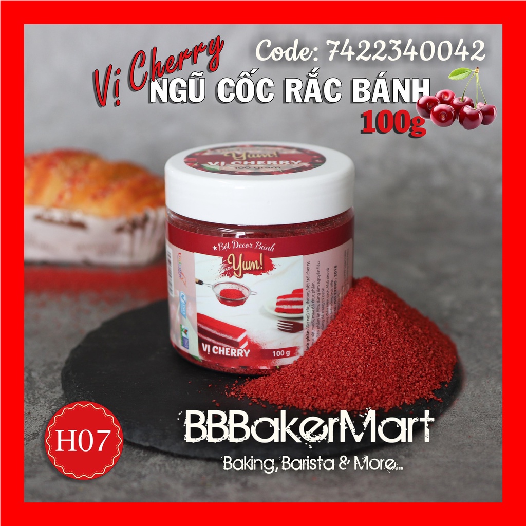 Bột rắc Decor trang trí bánh bánh YUM H07 - Vị CHERRY Anh Đào Đỏ - 100GR