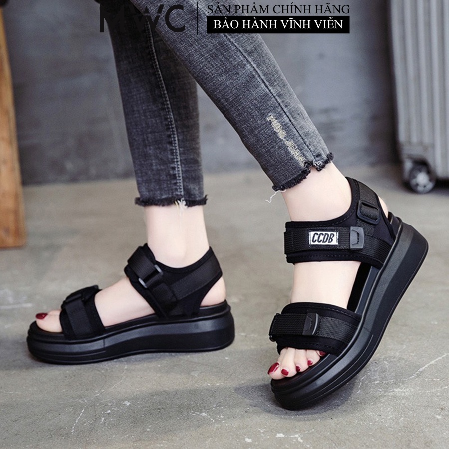 Giày MWC 2877 - Giày Sandal Quai Ngang Vải Dù Đế Bánh Mì Cá Tính Thời Trang