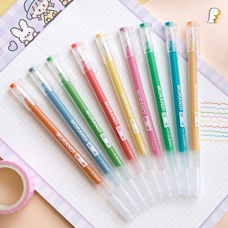 Sét 9 bút gel MORANDI nhiều màu loại thân liền , Bút Gel cho học sinh giá rẻ
