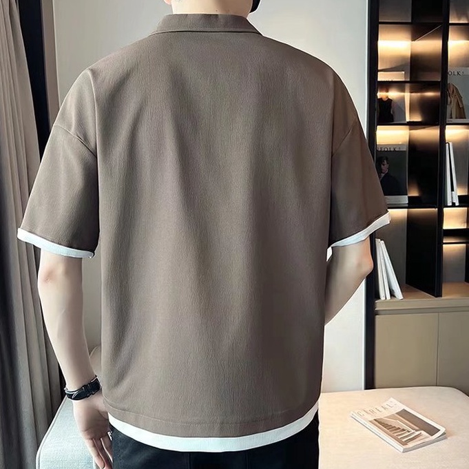 Áo Thun Polo Cổ Chữ V Màu Trơn Đơn Giản Thời Trang Hàn Quốc Chất Lượng Cao Cho Nam áo thun nam có cổ fashion áo thun nam đẹp simple bigsize Hàn Quốc áo polo nam from rộng