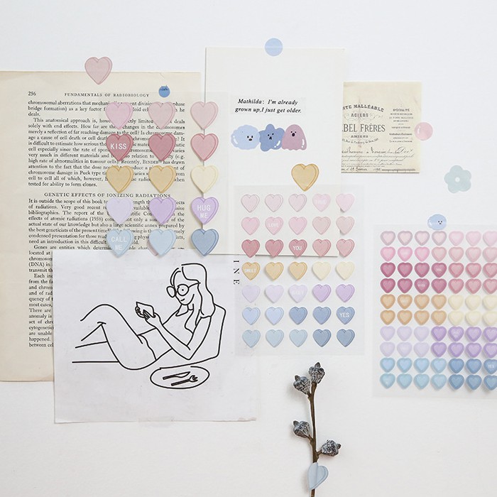 &lt;Ảnh Thật Shop Chụp&gt; Bộ 3 Tấm Sticker Hình Dán Pastel Trang Trí Sổ Tay Mohamm Điện Thoại Vở Khay Đựng Bút M023