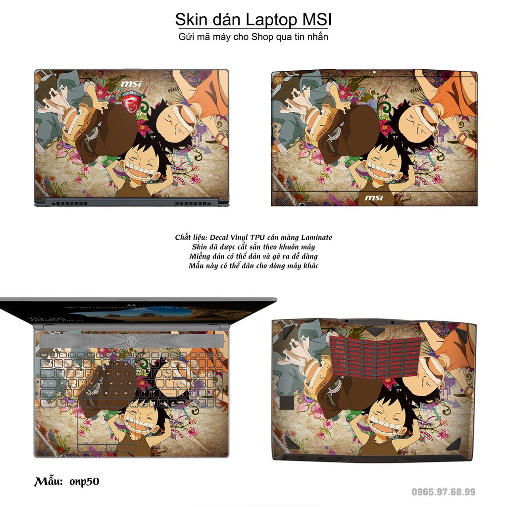 Skin dán Laptop MSI in hình One Piece _nhiều mẫu 25 (inbox mã máy cho Shop)