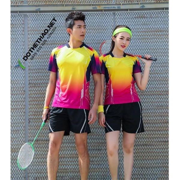 đồ bộ họa tiết đẹp chơi cầu lông, đồ thể thao big size, quần áo thể thao tennis giá tốt-THETHAOYES