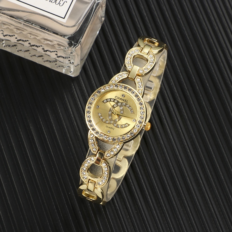 Đồng Hồ Đeo Tay Mặt Tròn Đính Đá Thời Trang Cho Nữ