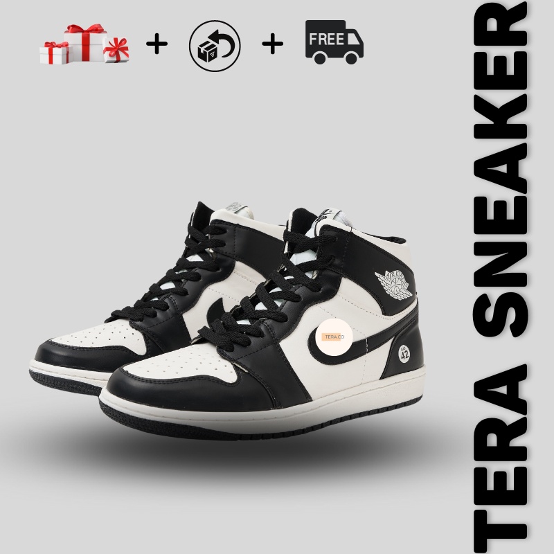 Giày Thể Thao Jordan Panda, Giày Sneaker Nữ JD Đen Cổ Cao