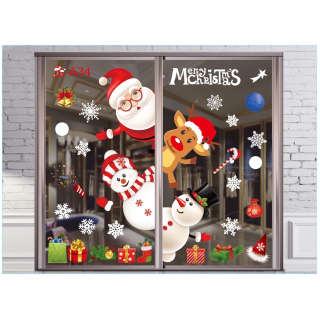 Decal dán tường Noel Hít Tĩnh Điện không Dơ Kính - Noel sắc nét Xin Chào