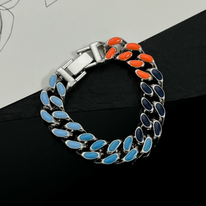 Vòng Tay Cuban Bản Rộng Màu Sắc Cá Tính Phong Cách hip hop Cho Nam Và Nữ