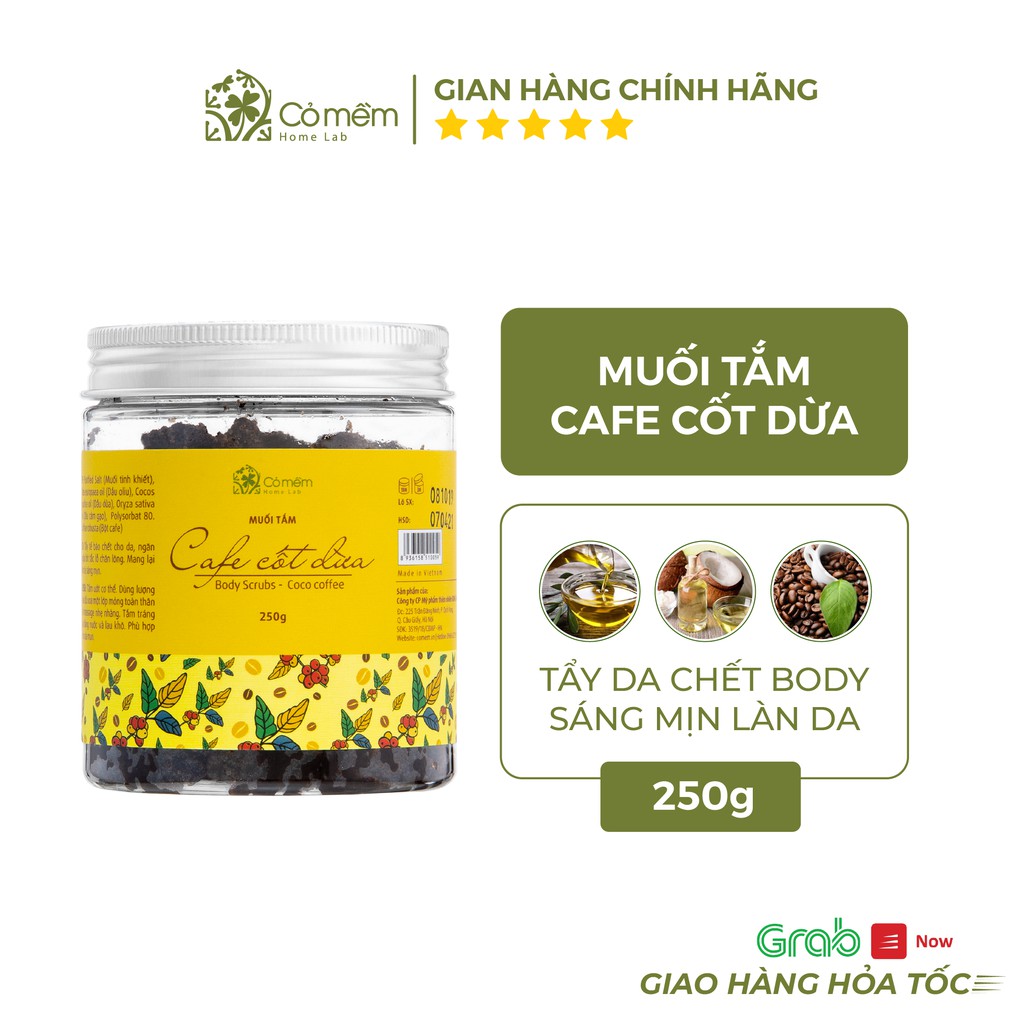 Muối Tắm Tẩy Da Chết Body Cafe Cốt Dừa Giúp Body Sáng Mịn Cỏ Mềm 250g