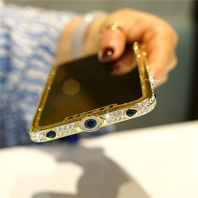 Bling Kim Cương Giả Lấp Lánh Pha Lê Dimond Ốp Lưng Cho iPhone 11 12 13 14 ProMax Ốp Lưng Kim Loại Cho iPhone 7 8 Plus X Xr XSMAX Ốp Lưng K03