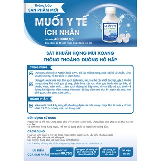 Muối Y Tế Ích Nhân (Lọ 50 viên muối 4,5g)