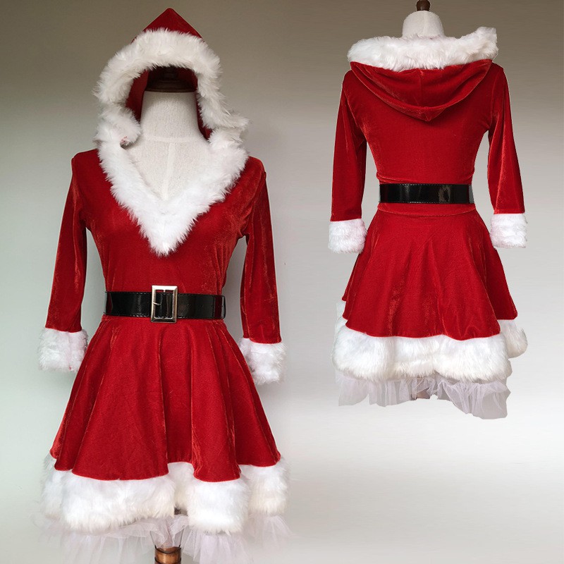 Adult Women Girls Santa Claus Christmas Costume Cosplay Lady Xmas Outfit Fancy Dress Red Sexy Dress Female Fancy Costumes