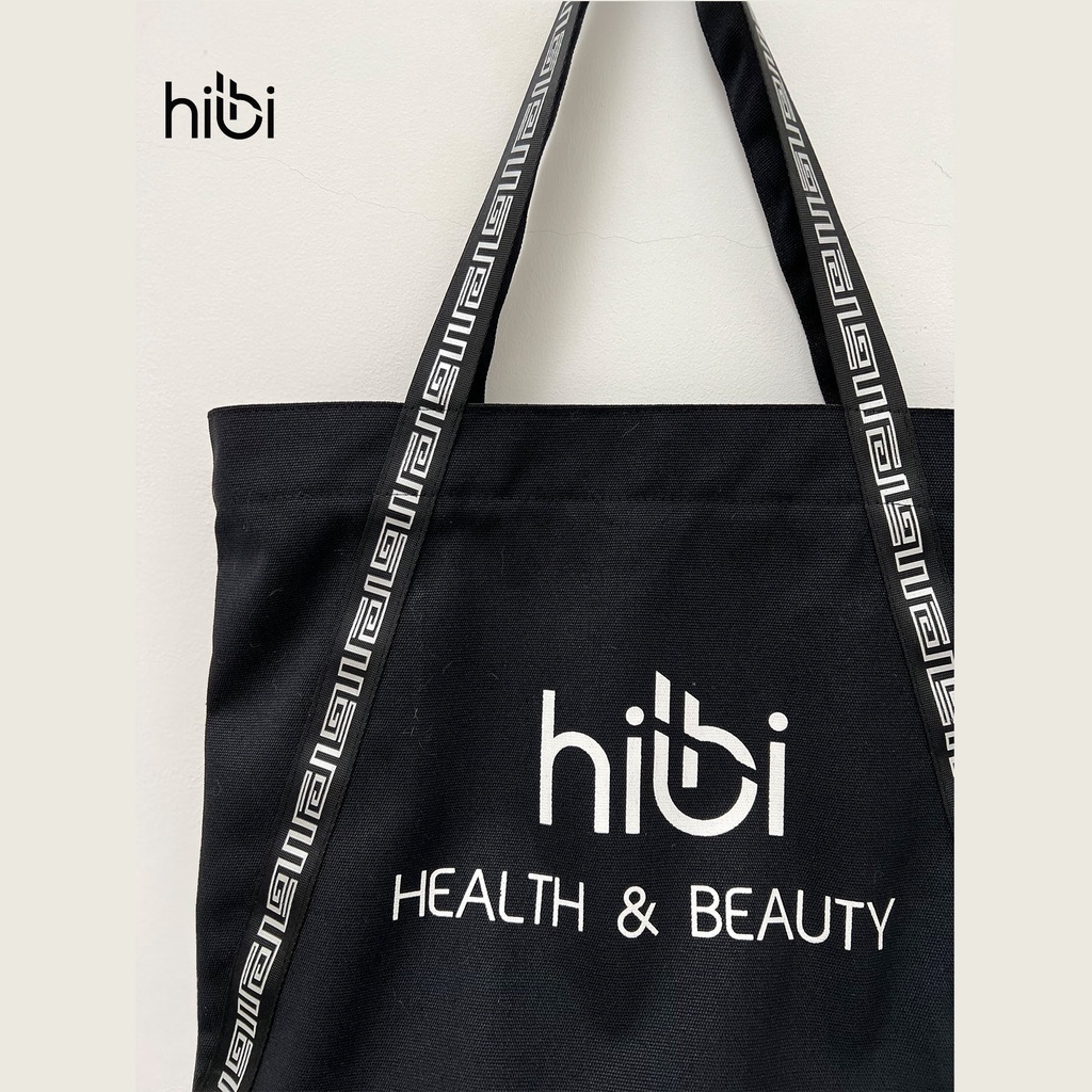 Túi Tote đi tập dây chéo Hibi Sports A005 - đen dây trắng, chất liệu Canvas cao cấp, có khóa kéo và túi trong