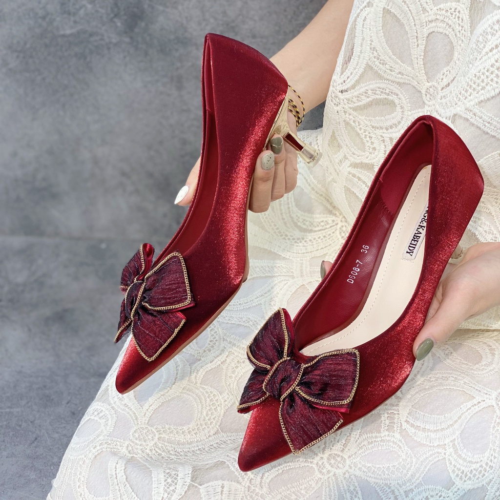 Min's Shoes - Giày Nơ Gót Nhọn Da Mềm Cao Cấp NC53