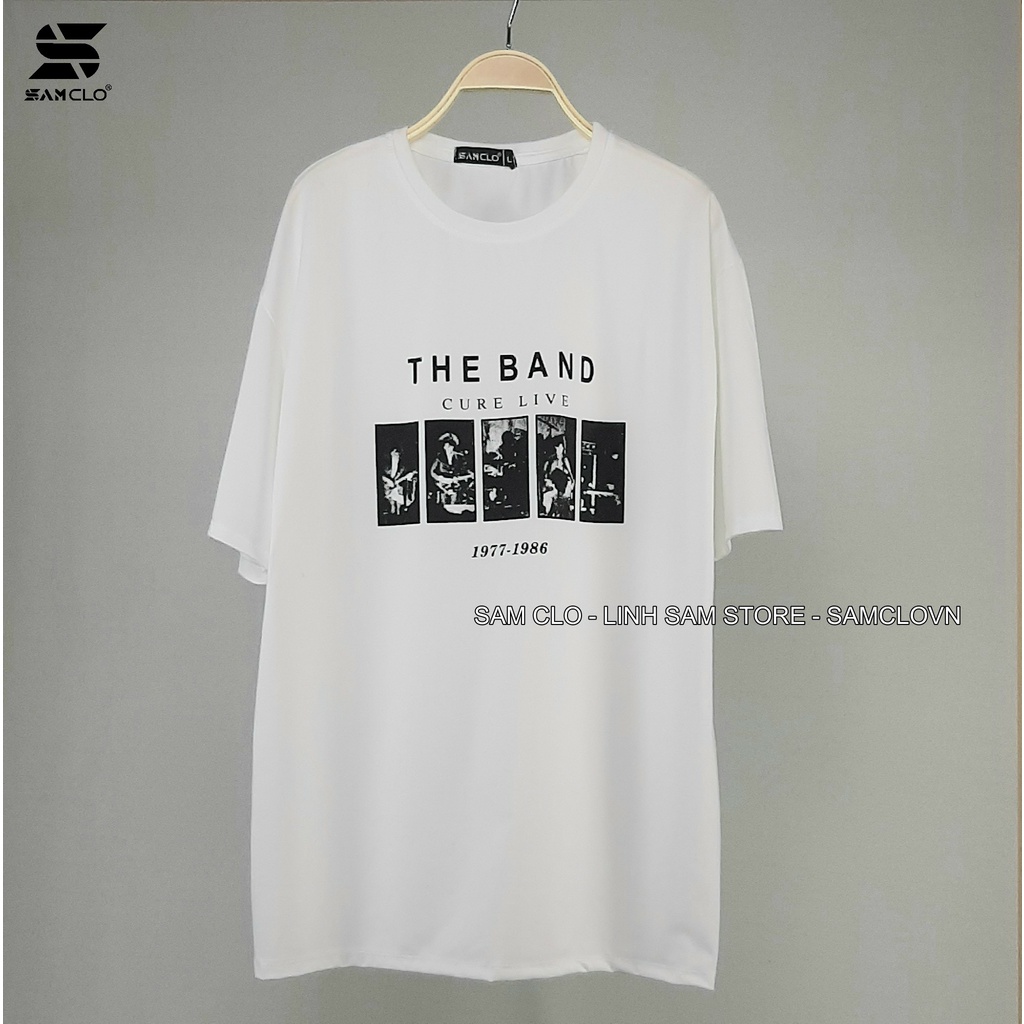 Áo thun tay lỡ nam nữ SAM CLO phông form rộng dáng Unisex, mặc lớp, nhóm, cặp in chữ THE BAND CURE LIVE