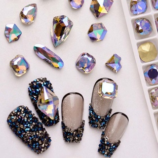 Túi 5 viên pha lê, đá khối 3D lấp lánh trang trí móng tay, phụ kiện nail salon