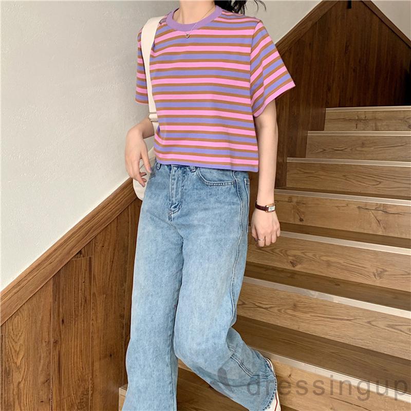 Áo Thun Nữ Tay Ngắn Kẻ Sọc Thời Trang