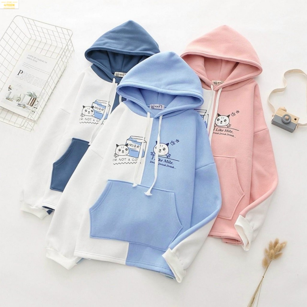 Áo khoác nỉ Hoodie KN20 trần bông 2 màu phối túi kiểu thời trang, form Hàn Quốc unisex thời trang 4T