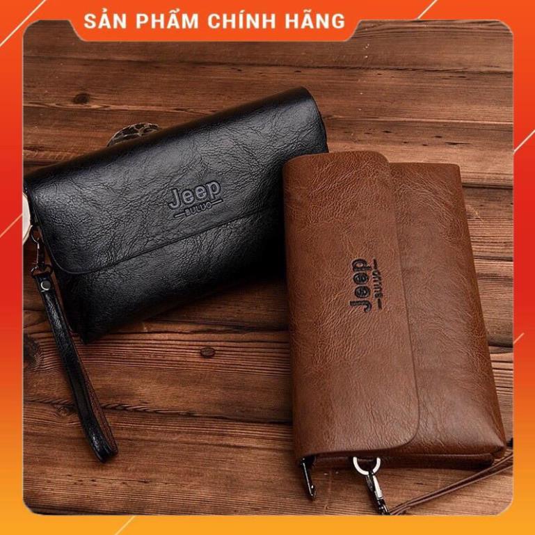 Ví nam da bò cầm tay dáng dài JEEP BULUO bóp nhiều ngăn để điện thoại giấy tờ làm công sở đa năng VCT1