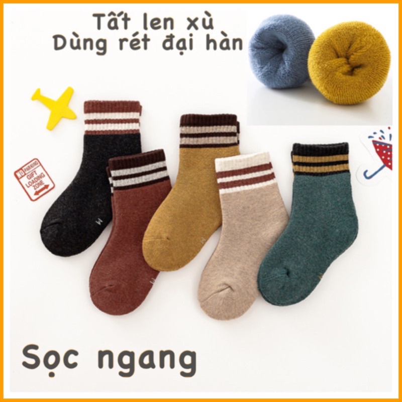 Set 5 Đôi Tất Vớ Len XÙ cho Mùa Đông rét đậm,đại hàn bé từ 1-13 tuổi HÀNG MỚI VỀ