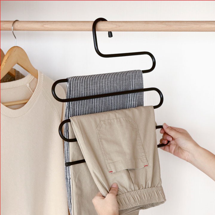 Móc Treo Quần Áo Đa Năng 5 Tầng Kim Loại Sơn Tĩnh Điện