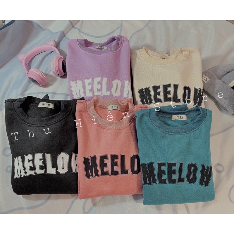 Áo Sweater nỉ trần bông in chữ MEE dáng thụng (KÈM ẢNH THẬT)