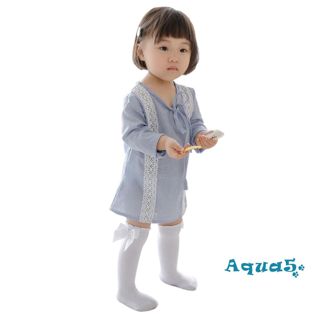 Vớ cotton cổ cao màu trơn thoáng khí thời trang cho bé gái 0-7 tuổi