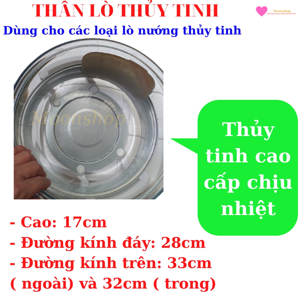 [CHÍNH HÃNG] Thân Lò Nướng Thủy Tinh, Hàng Nhập Khẩu Chất Lượng Cao, Dung Tích Từ 12 đến 15 Lít, Quà Tặng Trị Giá 150k