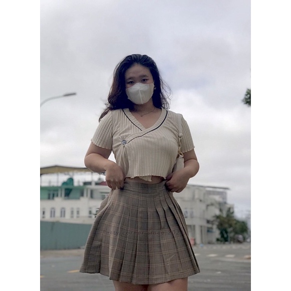 Chân váy tennis ngắn xếp ly thời trang nữ bigsize sọc caro lưng cao Fattyta | BigBuy360 - bigbuy360.vn