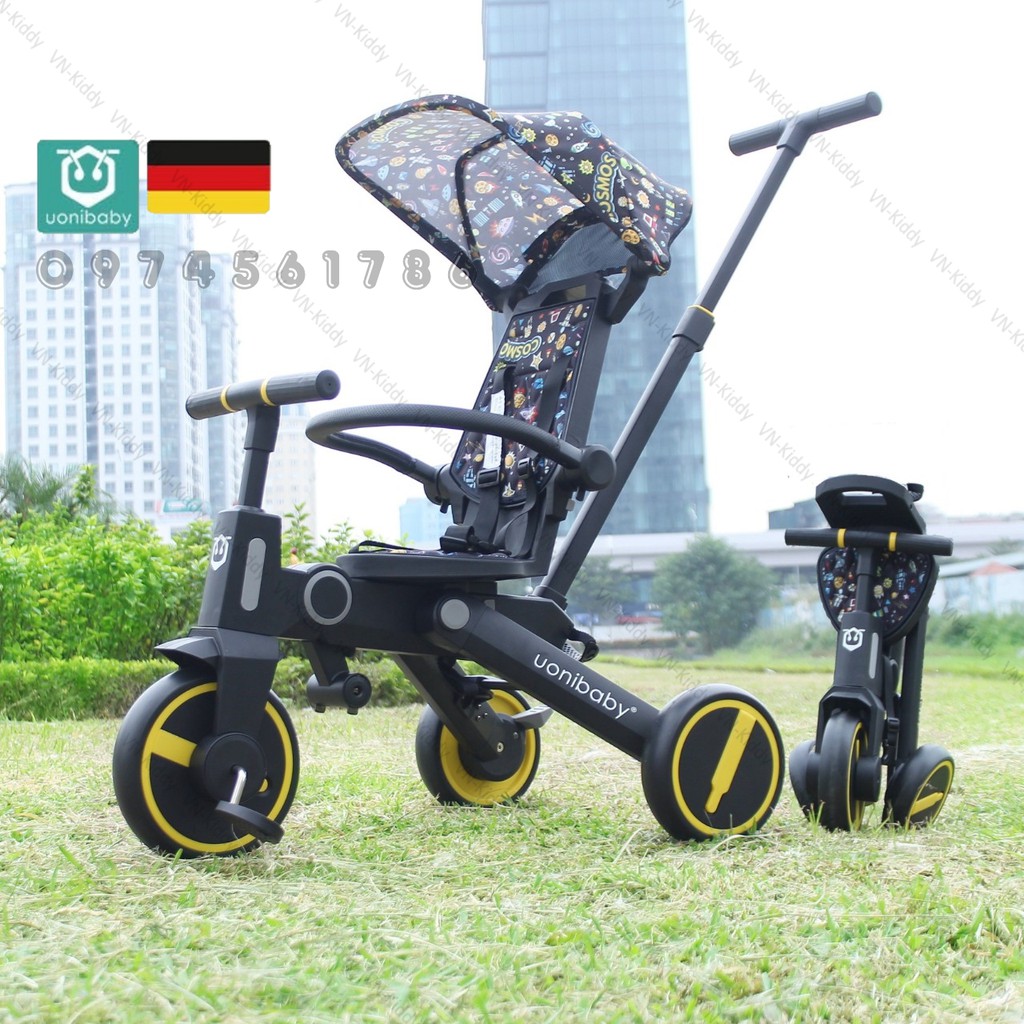 Xe Đẩy Cho Bé UoniBaby Kết Hợp Xe Đạp 3 Bánh - Gấp Gọn - Chính Hãng Nhập Khẩu Nguyên Chiếc