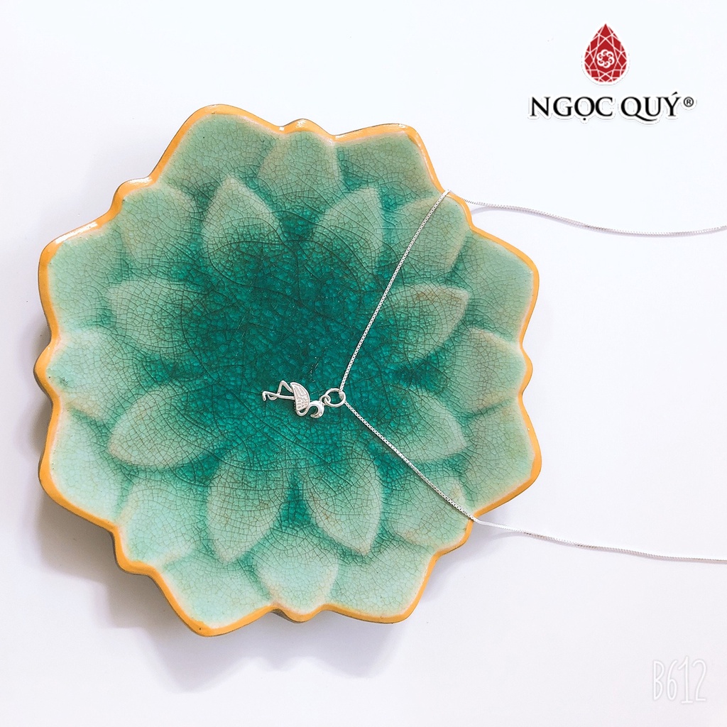 Dây chuyền bạc mặt hồng hạc - Ngọc Quý