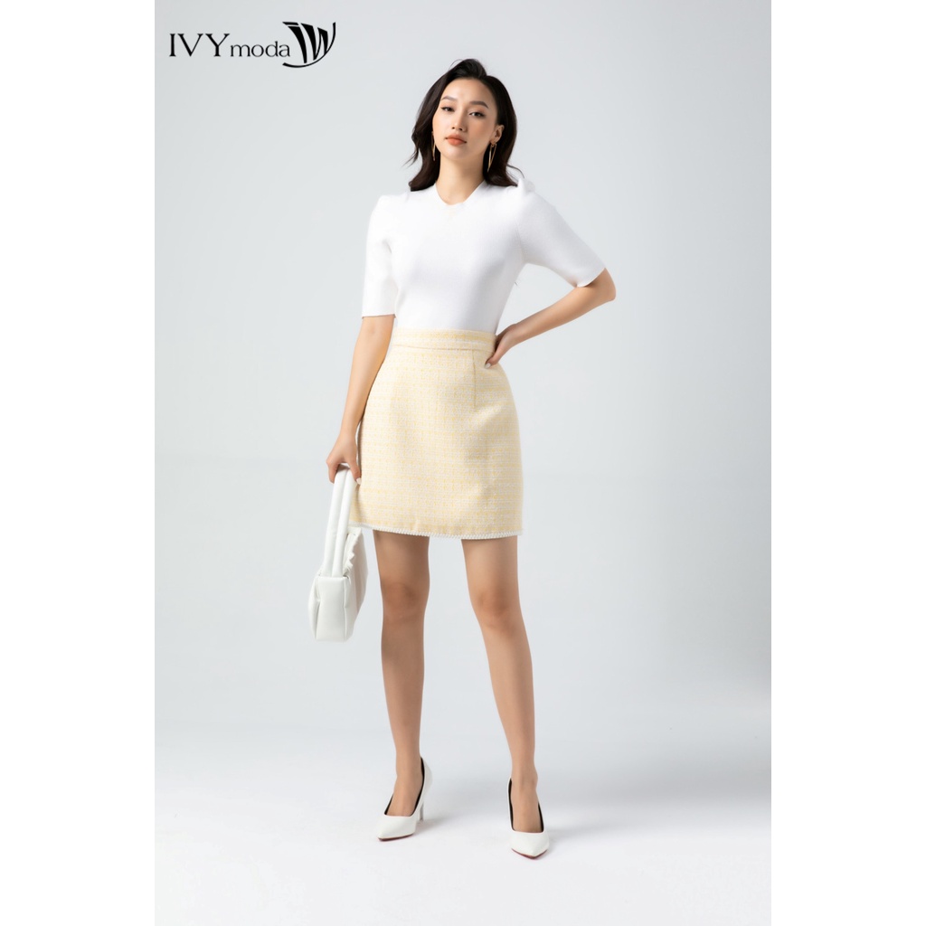 Chân váy tweed kẻ IVY moda MS 31B9014