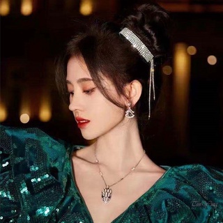 GETNOIVAS Kẹp tóc dạng vòng tròn đính đá lấp lánh thời trang cho nữ