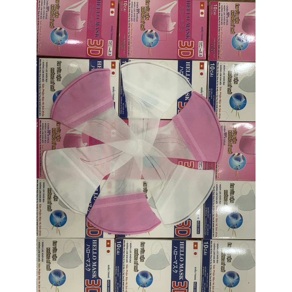 Khẩu Trang 3D Hello Mask (Hộp 10 cái) - Màu Trắng