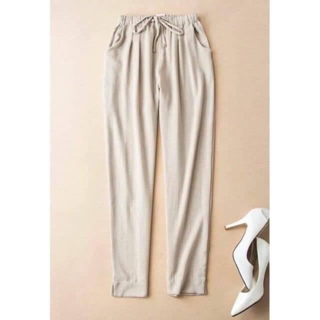 quần baggy nữ xẻ gấu chất đũi chun lạnh | BigBuy360 - bigbuy360.vn